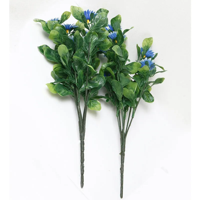 Faux Blue Daisy Bunch - Set Of Two media 3