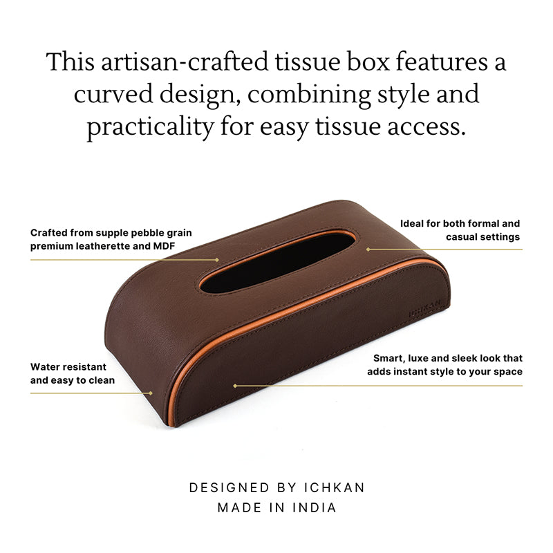 Tisca Curve Faux Leather Tissue Box - Brown media 3