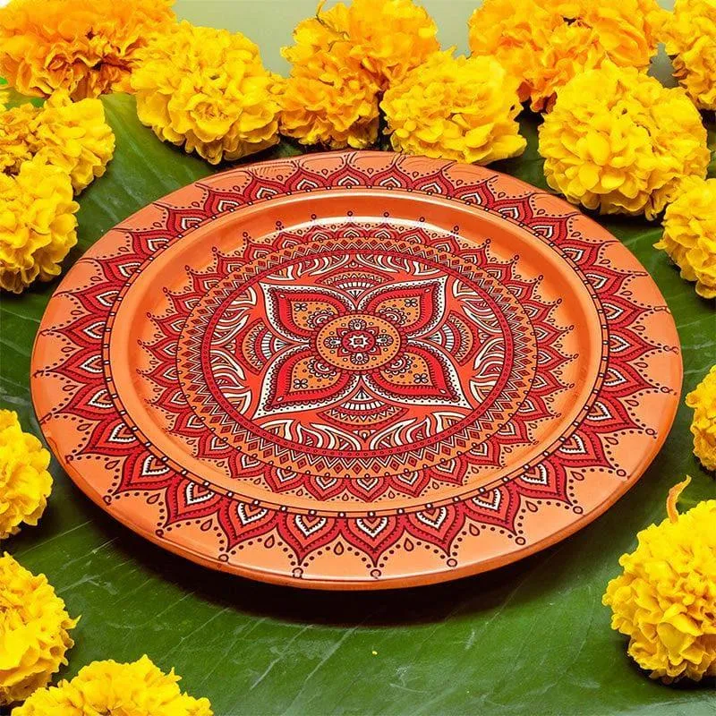 Colourful Mandala Pooja Thali media 1