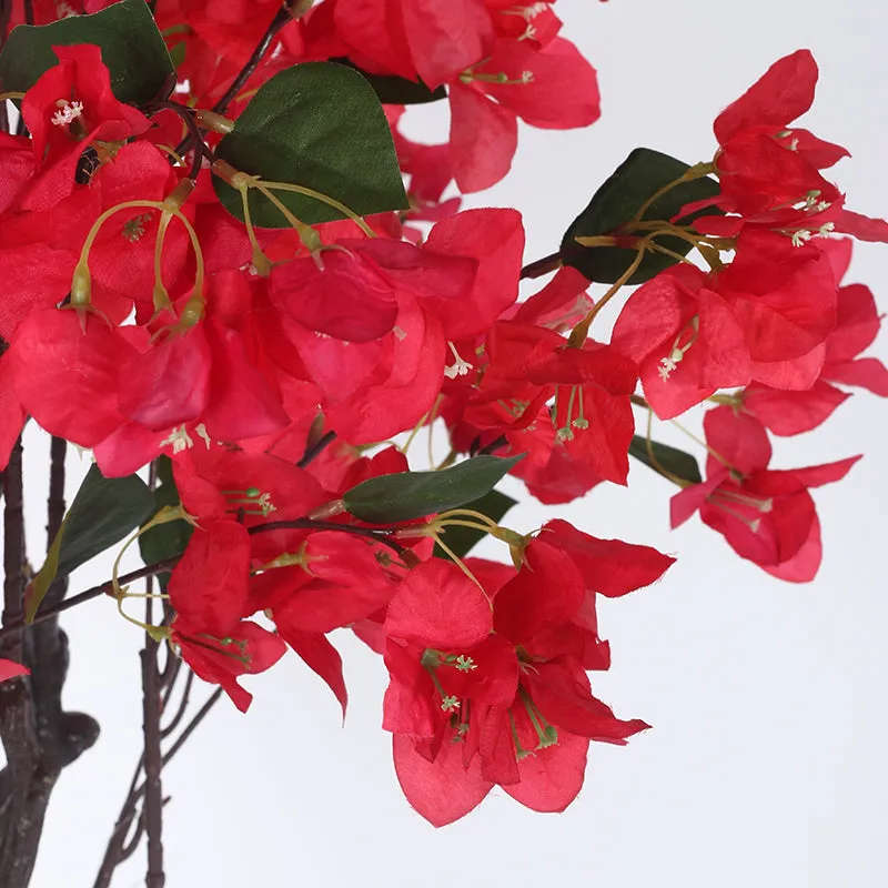 Villa Flora Artificial Bougainvillea With Black Plastic Pot (Red) - 5.3 Feet media 5