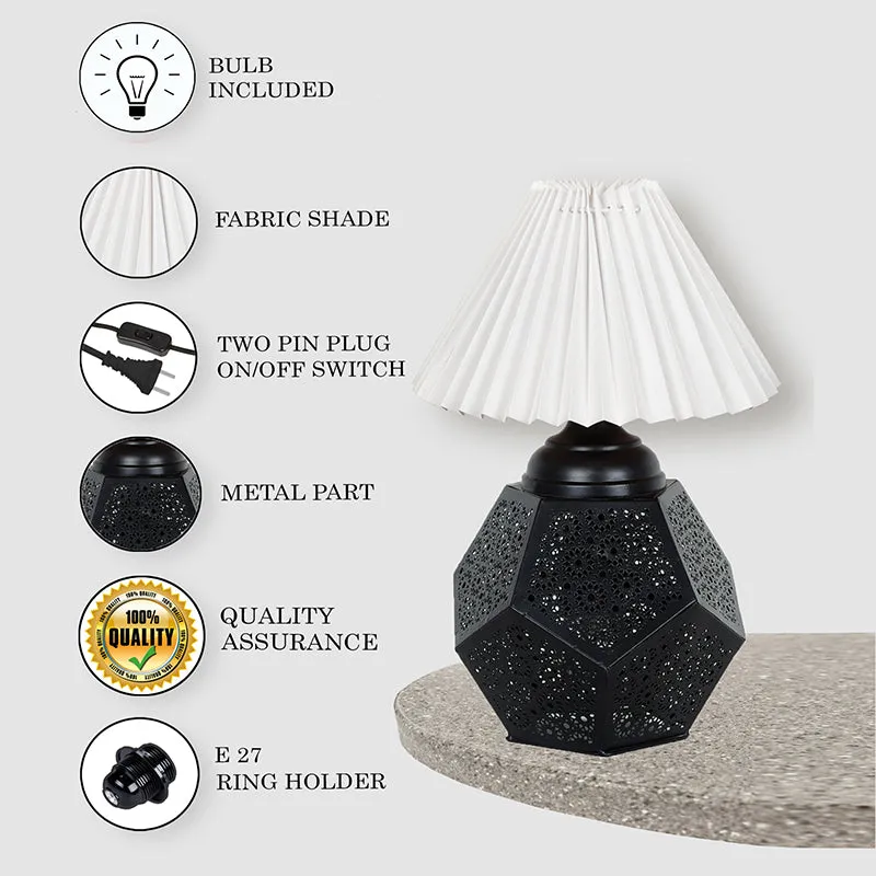 French Pleat Hex Metal Table Lamp - White,Black media 4
