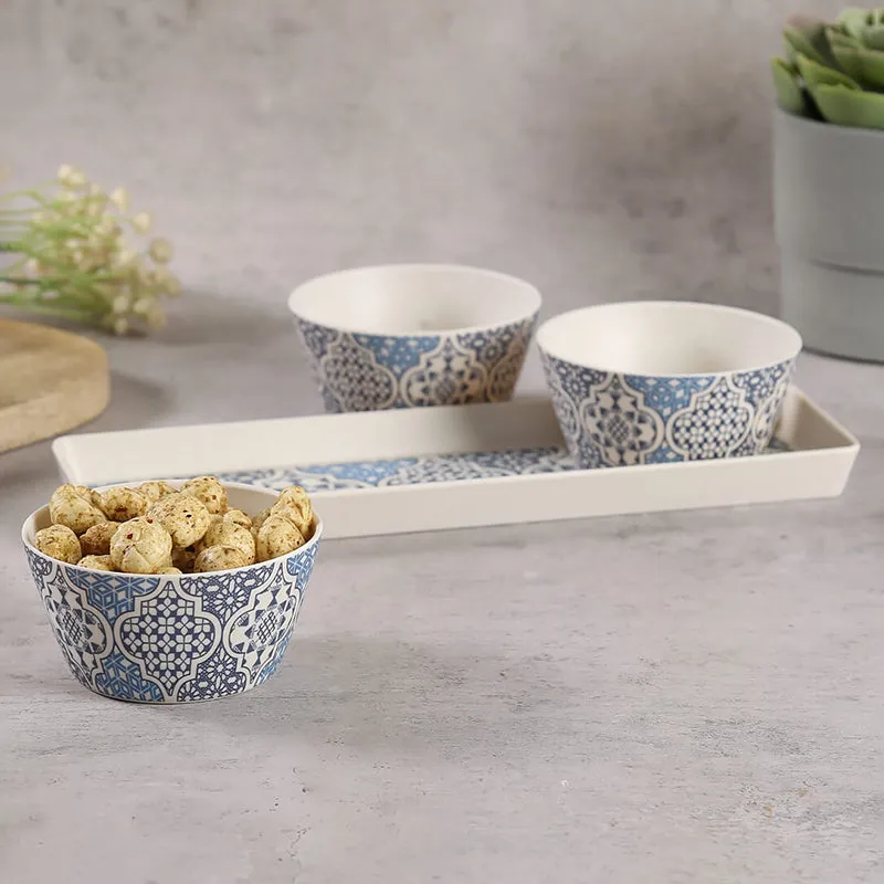 India Circus Sublime Bone China Snack Bowl With Tray (150 mL) - Four Piece Set media 1