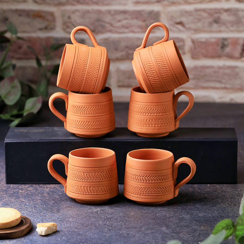 Claysip Terracotta Tea Cup (160 mL Each) -  Set of Six media 5