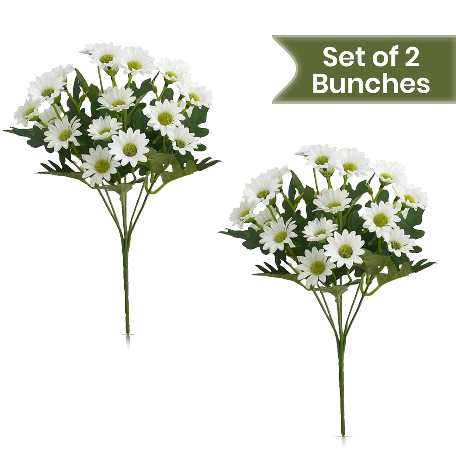 Azure Daisy Artificial Flower (White) - Set of Two media 5