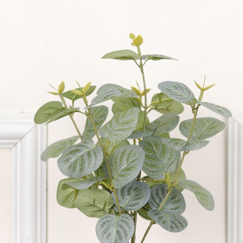 Artificial Eucalyptus Plant With Black Fiber Pot (Green) - 1 Feet media 6