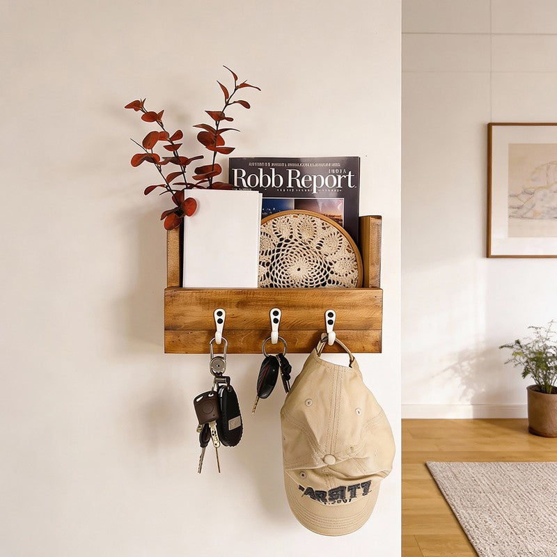 Karigar Wooden Wall Organiser with Key Holders