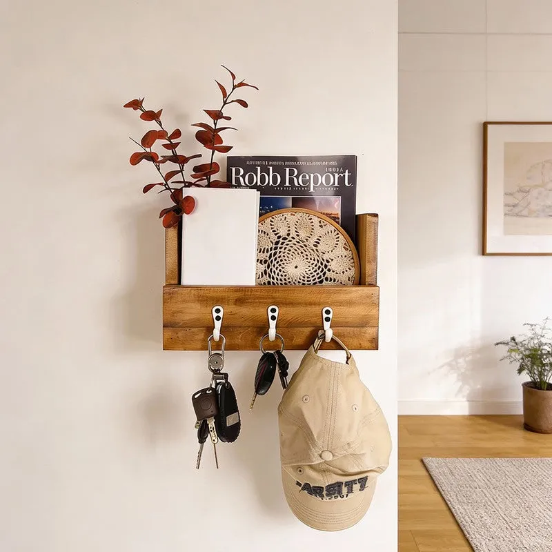 Karigar Wooden Wall Organiser with Key Holders media 1