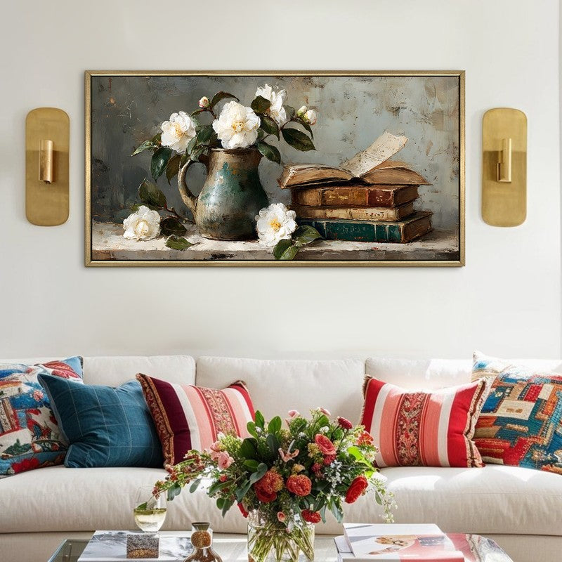 Floral Haven Canvas Wall Painting With Frame