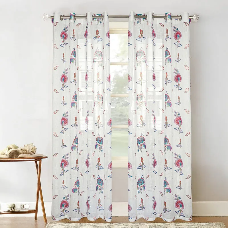 Veela Linen Texture Sheer Curtain - Set Of Two media 1