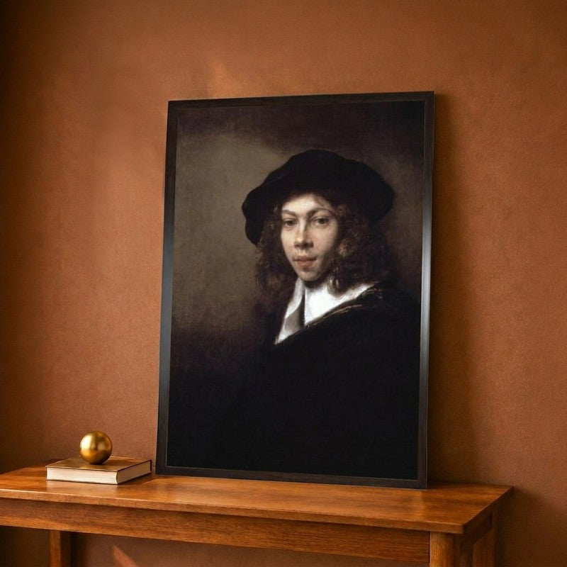 Youth in a Black Cap, 1666 Canvas Wall Painting - 9 x 12 Inches