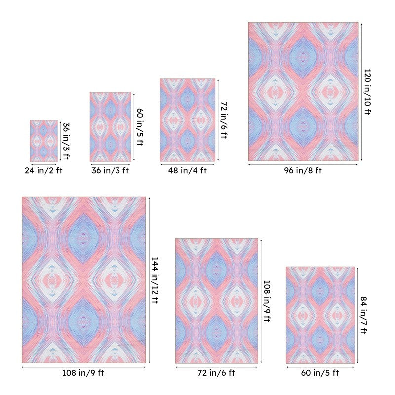Durin Abstract Polyester Anti-Skid Carpet - Blue & Pink media 14