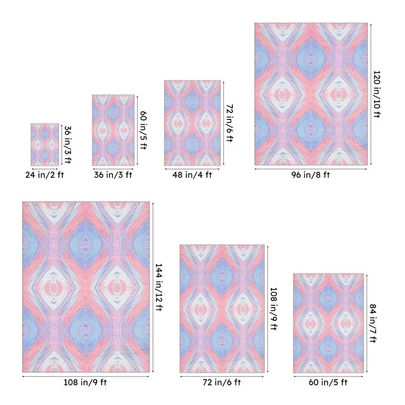 Durin Abstract Polyester Anti-Skid Carpet - Blue & Pink media 14