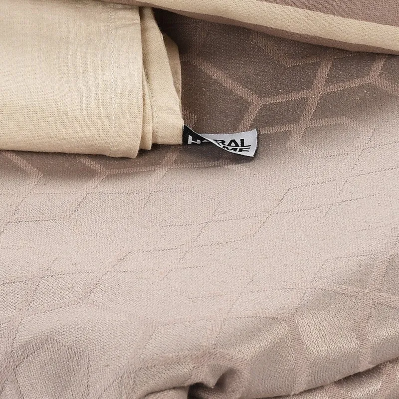 Grid Grace Cotton Bedsheet (Beige) - 150 TC media 5