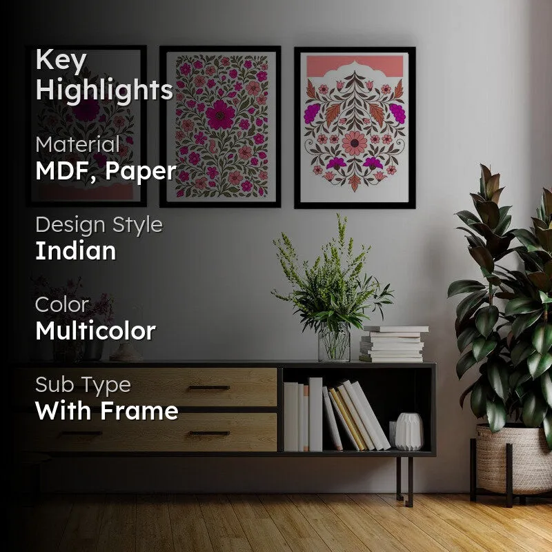 Indigo Petalcraft Paper Wall Painting With Frame - Black media 2