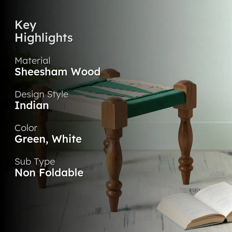 Hynex Sheesham Wooden Bench - Green,White media 2
