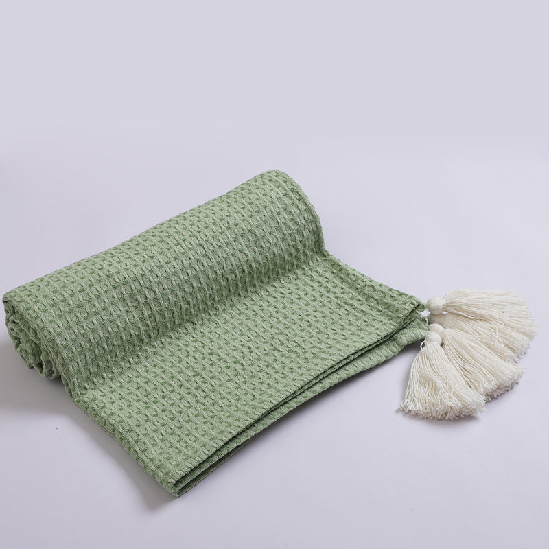Forest Fables Knitted Cotton Throw - Sage Green media 5