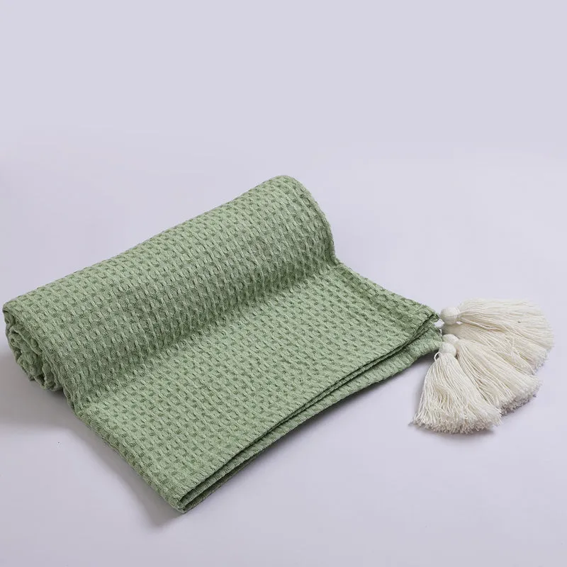 Forest Fables Knitted Cotton Throw - Sage Green media 5