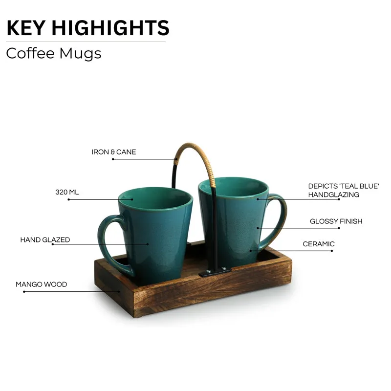 Azraq Handglazed Ceramic Coffee Mug With Tray (320 ML) - Three Piece Set media 5