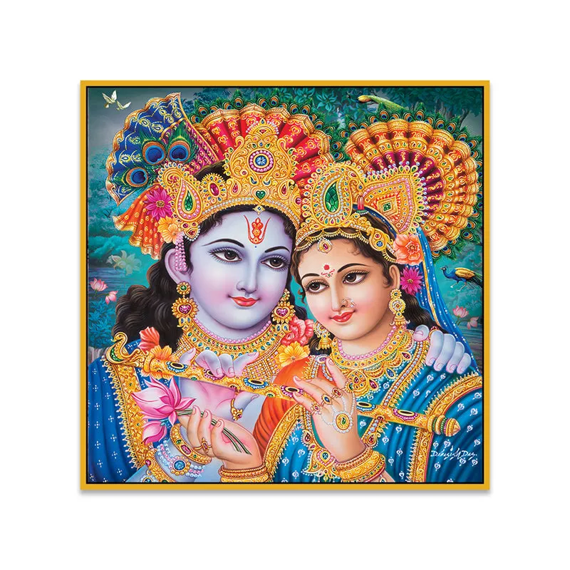 Vibrant Radhakrishna II Canvas Wall Art With Frame media 5