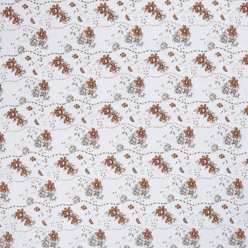 Monte Carlo Petal Matrix Cotton Bedsheet (White,Brown) - 104 TC media 7