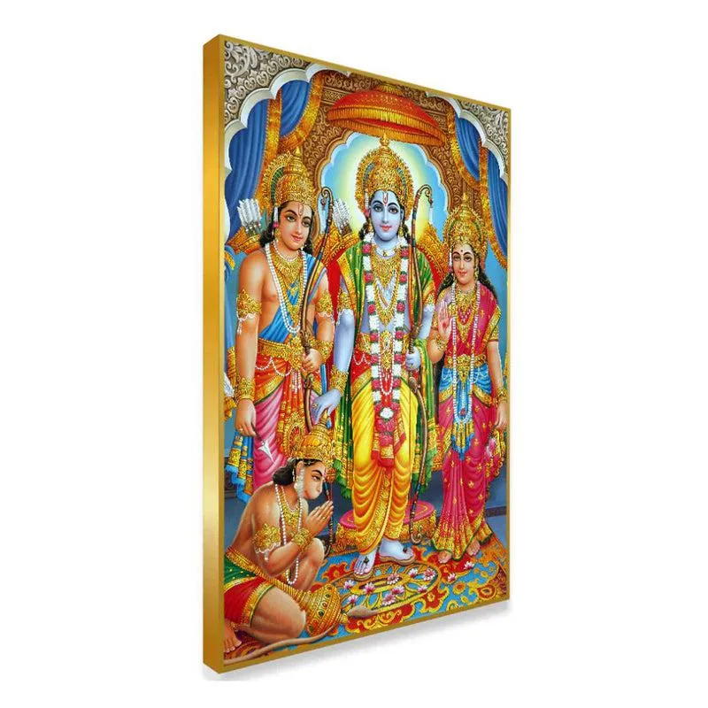 Hanuman's Devotion Spiritual Canvas Wall Painting With Frame media 4