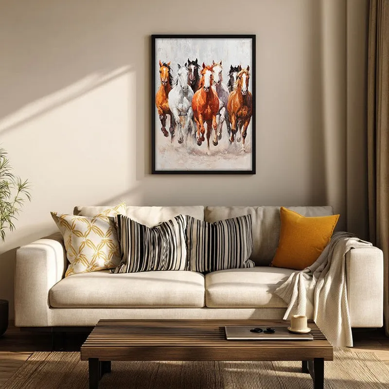 Storm of Hooves Horse Wall Painting With Black Frame media 5