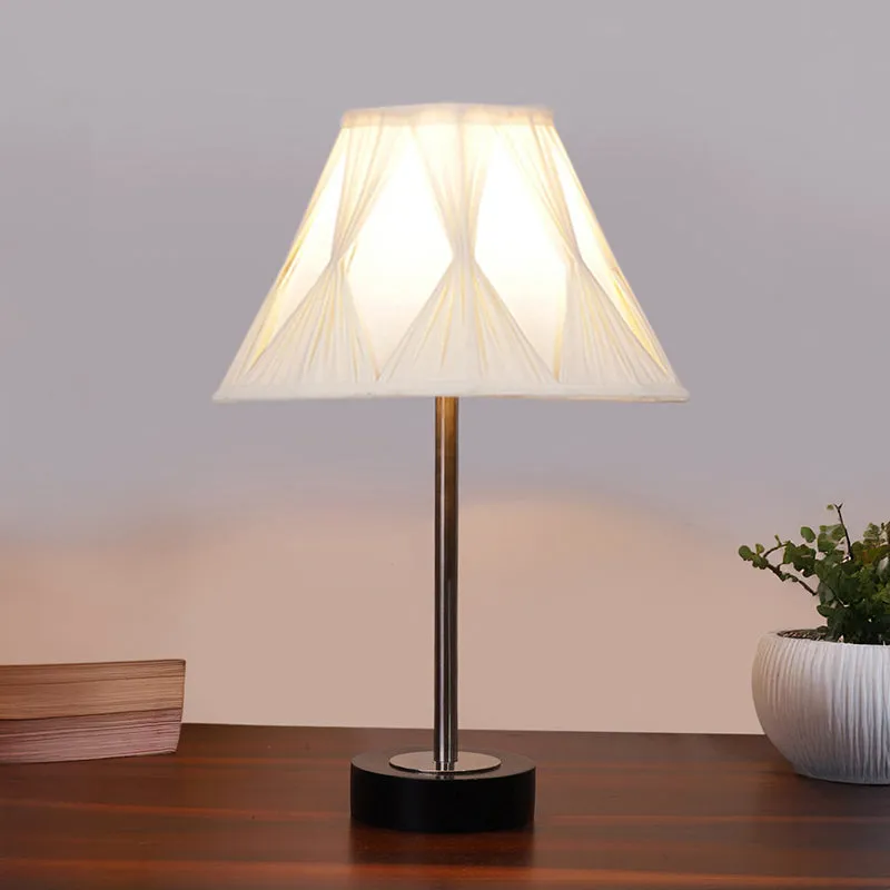Pleatra Pinch Rodin Wooden Table Lamp - OffWhite,Silver,Black media 2