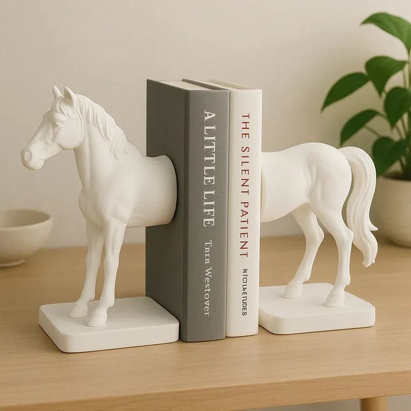 Classic Horse Design Book End - White media 5