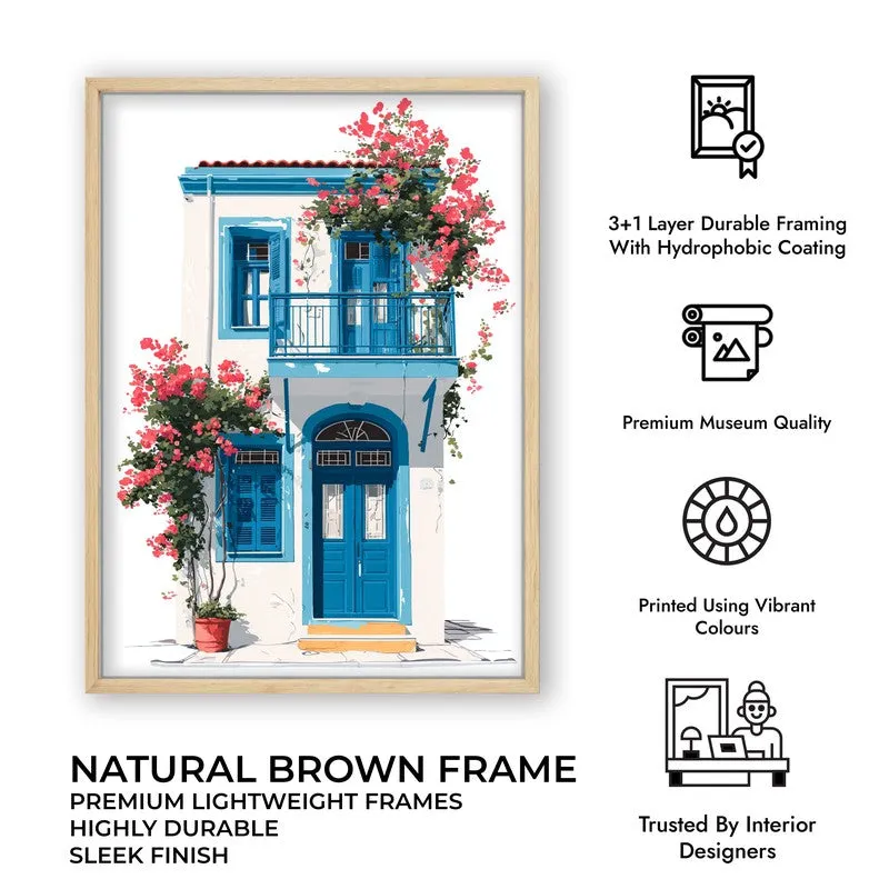 Window Shutters Canvas Wall Painting - Brown Frame media 10