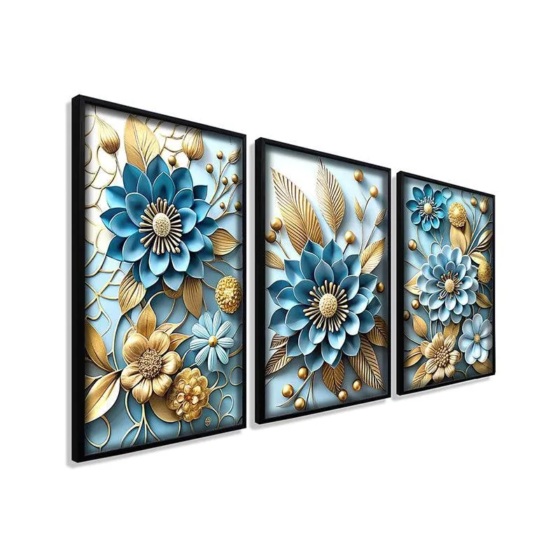 Elysian Blooms Wall Art With Frame - Set Of Three media 5