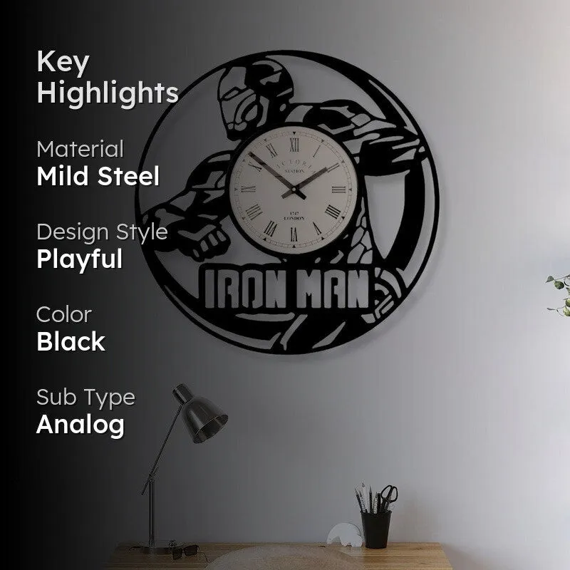 Iron Man Steel Analog Wall Clock media 2