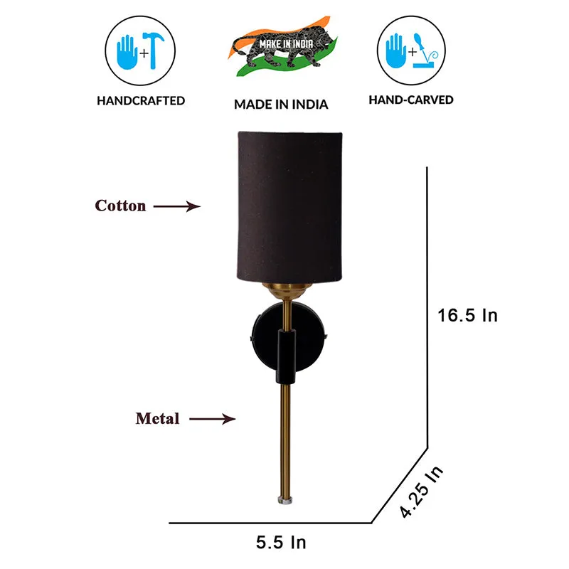 Beryll Cylindrical Steel & Cotton Wall Lamp - Black media 6