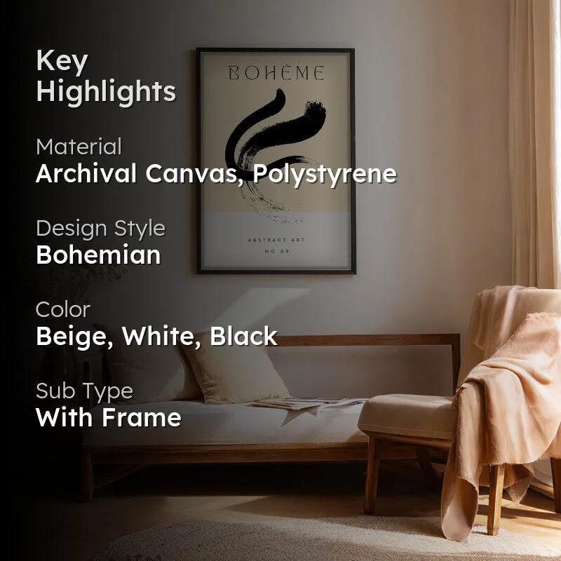 Gestural Calm Canvas Wall Painting With Black Frame media 2