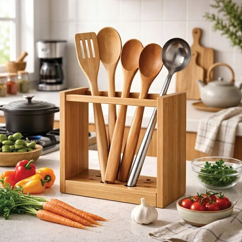 Culina Edge MDF Rustic Cutlery Stand media 5