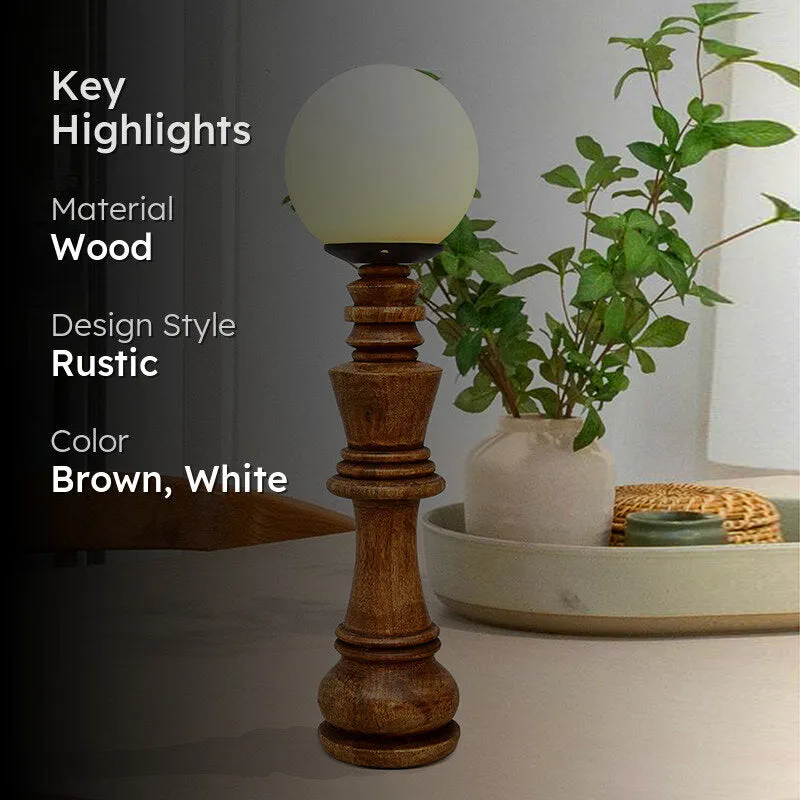 Chess King Wooden Table Lamp - Brown,White media 2