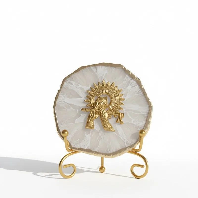 Krishna Harmony Agate Showpiece With Stand - White media 3