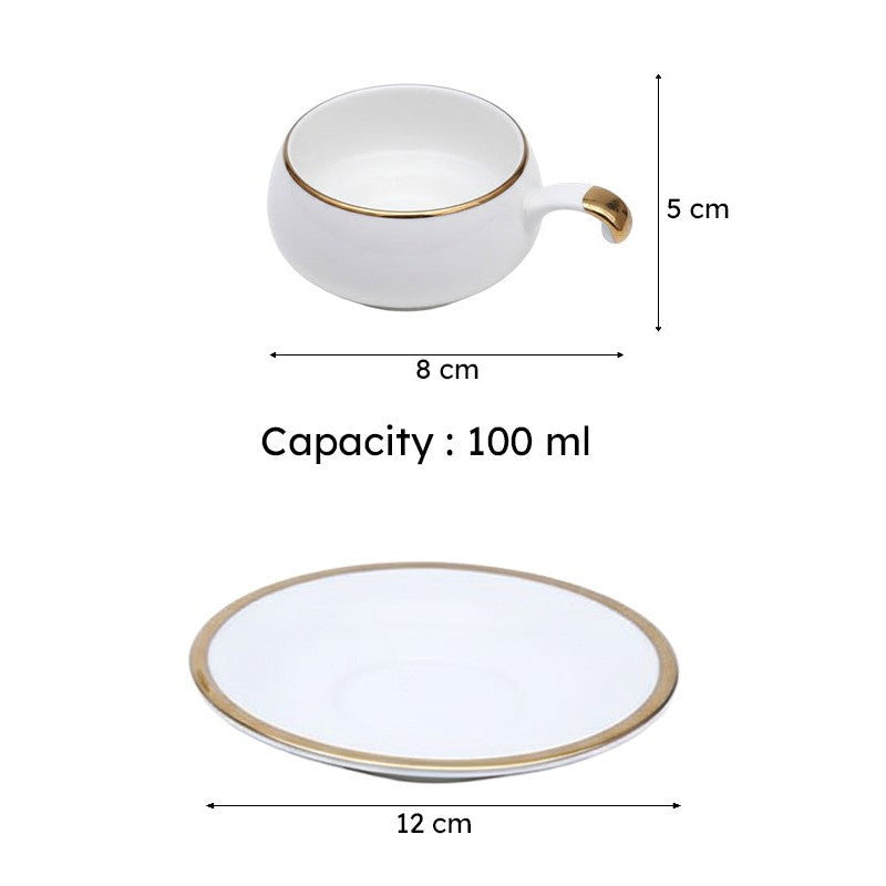 Levi Bone China Cup & Saucer (100 ML) - Twelve Piece Set media 6