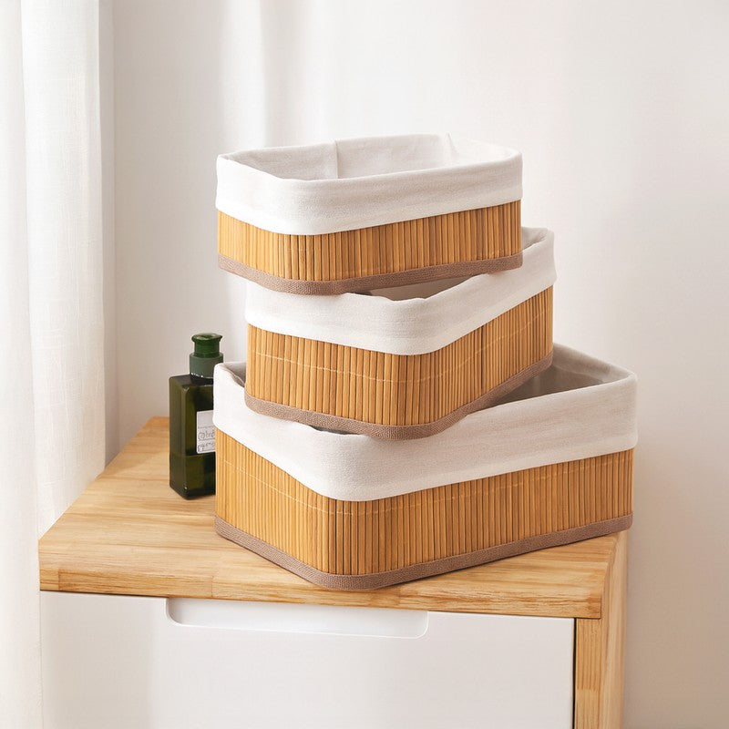 Rioware Quiet Craft (White,Brown) Desk Organiser - Set Of Three