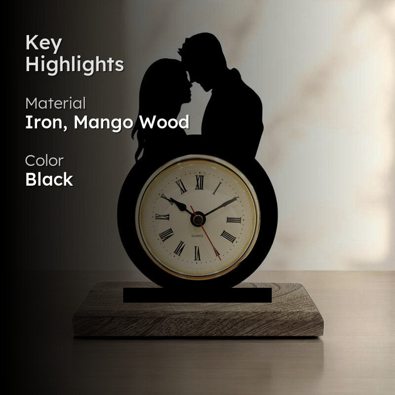 Amour Hour Iron & Mango Wood Table Clock media 2