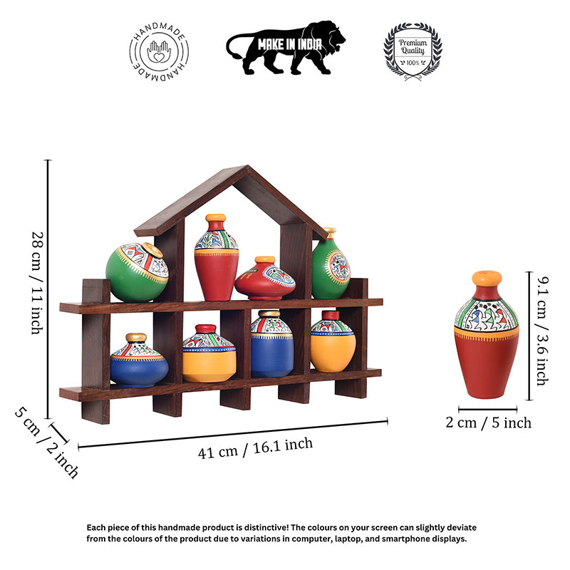 Pari Ghar Warli Terracotta & Wood Wall Accent - Nine Piece Set media 6