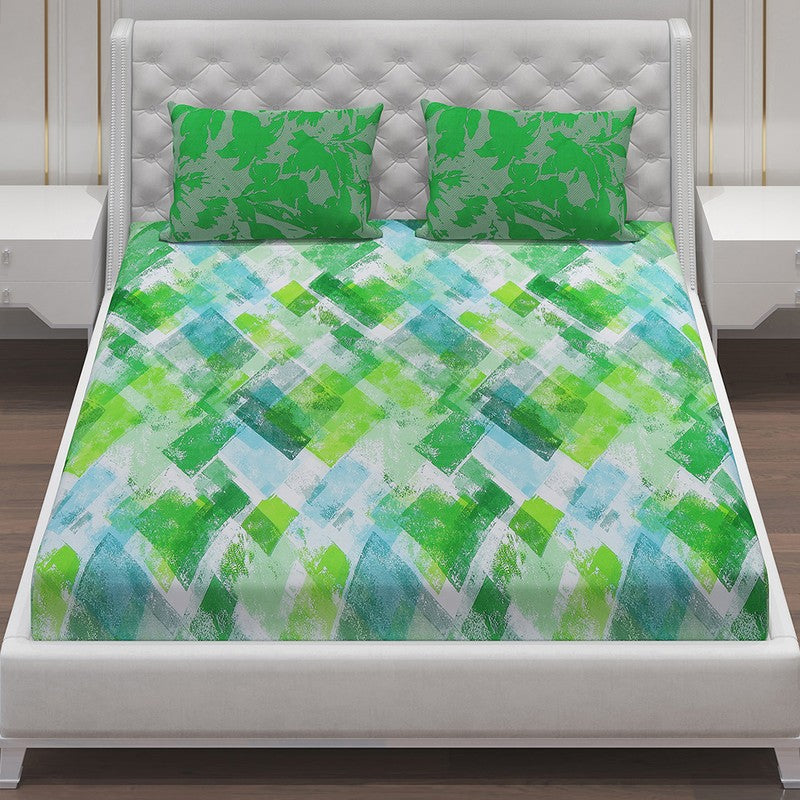 Monte Carlo Modern Muse Cotton Bedsheet (Green) - 104 TC media 4