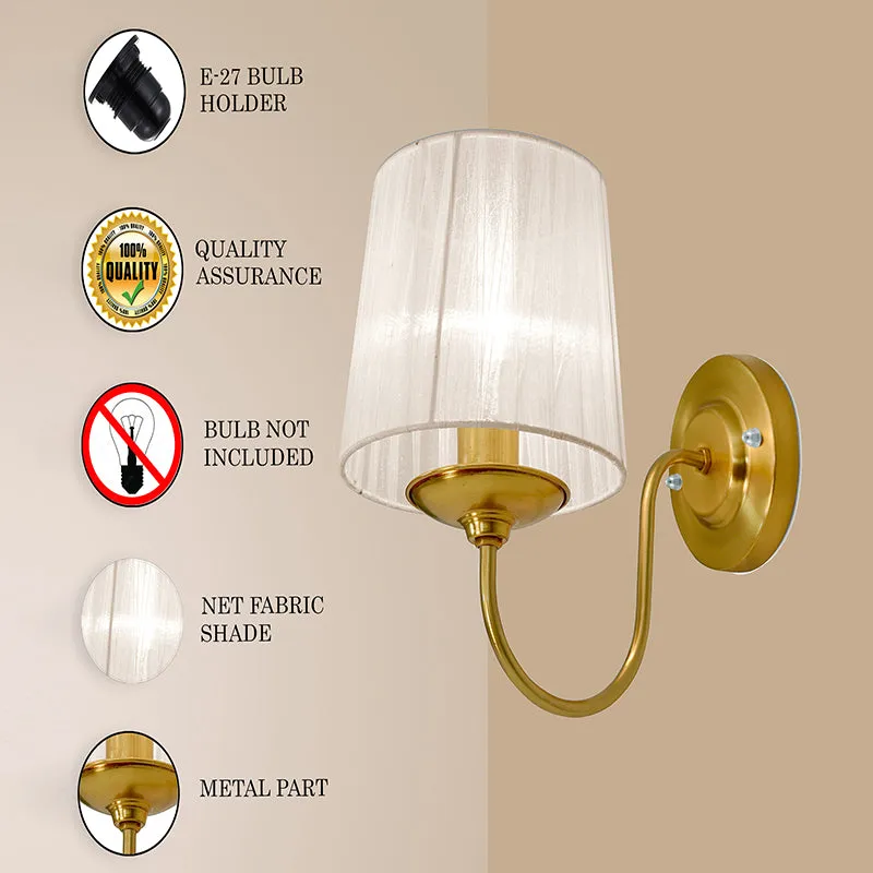 Pleat Carva Fabric & Metal Wall Lamp - Gold media 4