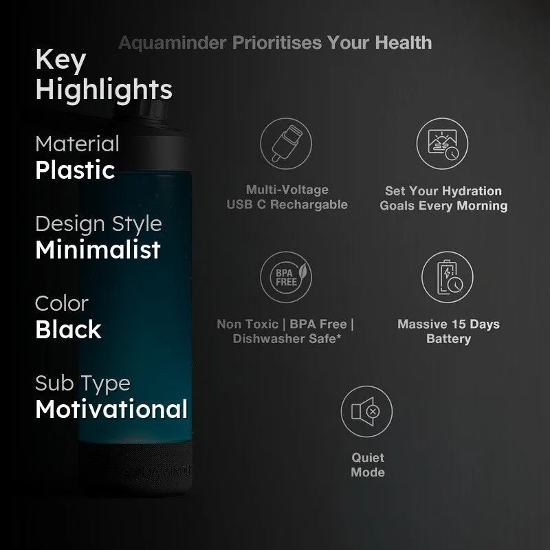 Sound and glow of Hydration Smart Water Bottle - Black (770 mL) media 2