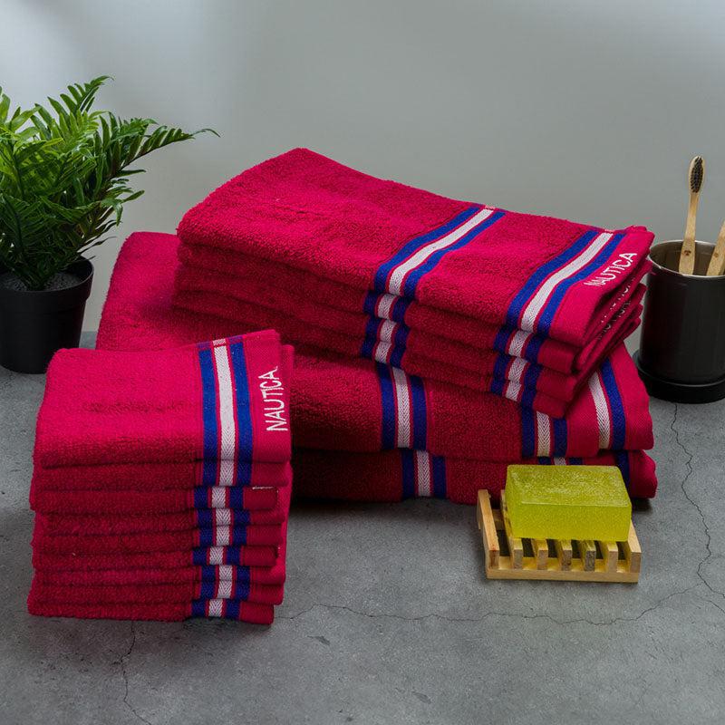 Nautica Dove Down Cotton Towel Set (Burgundy) - Set Of Fourteen media 4