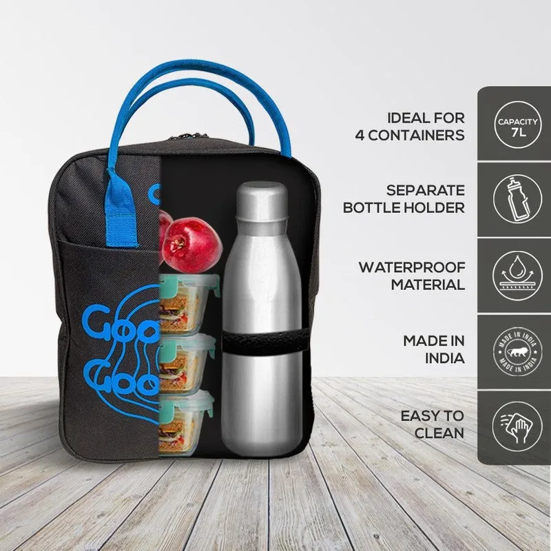 Good Vibes Polyester Lunch Bag - Black & Blue media 7