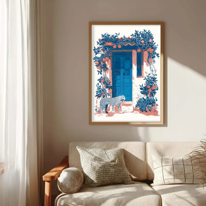 Sapphire Shade Canvas Wall Painting - Brown Frame media 6