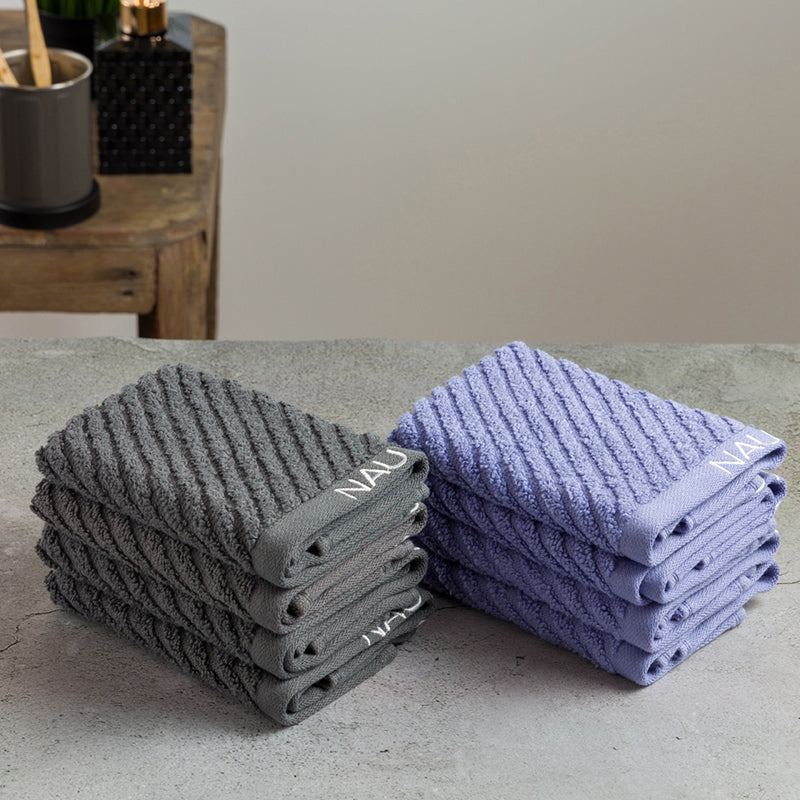 Nautica Riviera Soft Cotton Hand & Face Towel (Dark Grey & Light Blue) - Set Of Eight media 4