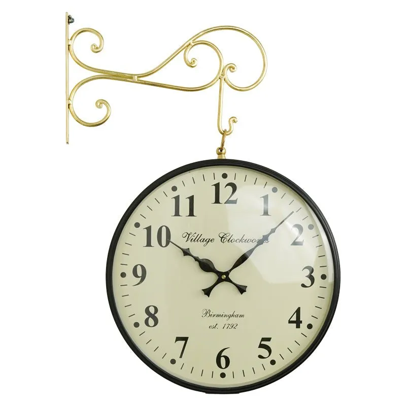 Numaera Double Sided Vintage Station Clock - Gold media 6