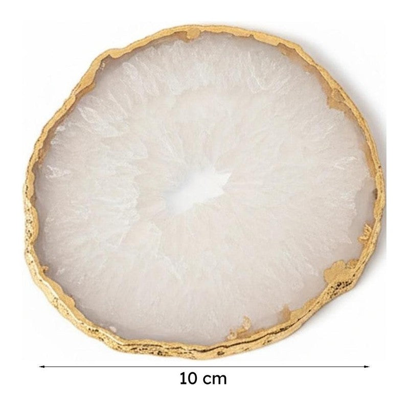 Celeste Handcrafted Crystal Agate Coaster (White) - Set Of Two media 5