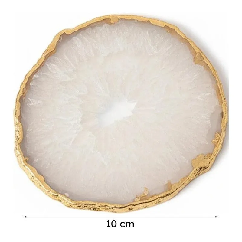 Celeste Handcrafted Crystal Agate Coaster (White) - Set Of Two media 5